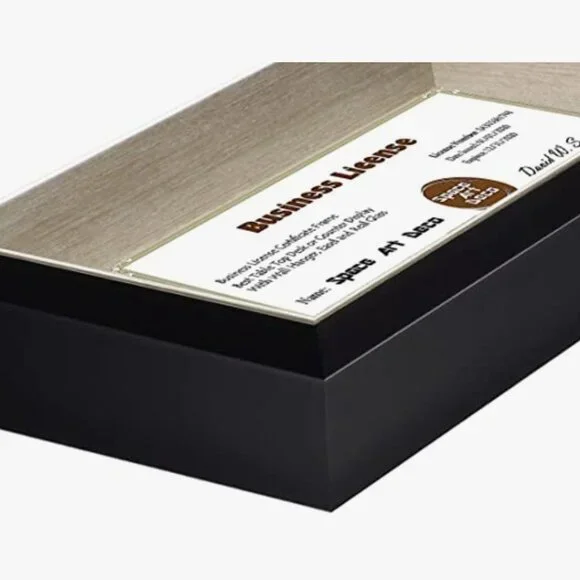 Business license frame, black and silver wood NWT - Picture 3 of 5